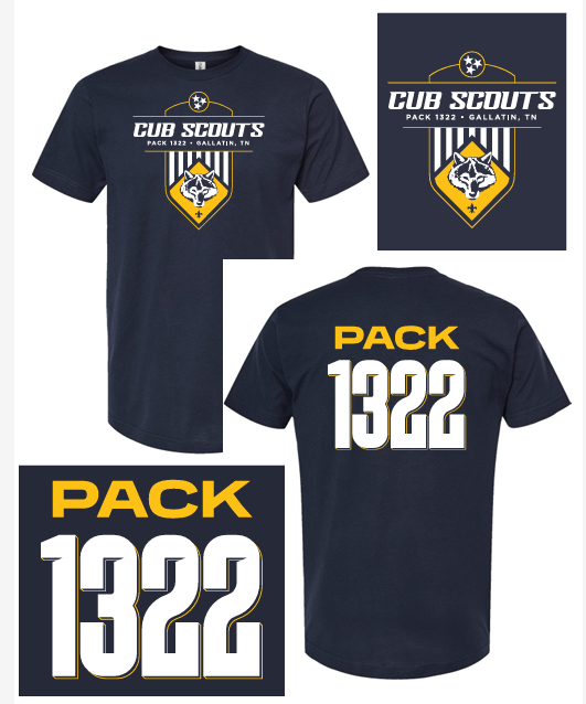 Pack 1322 Youth Short Sleeve Tee — Navy