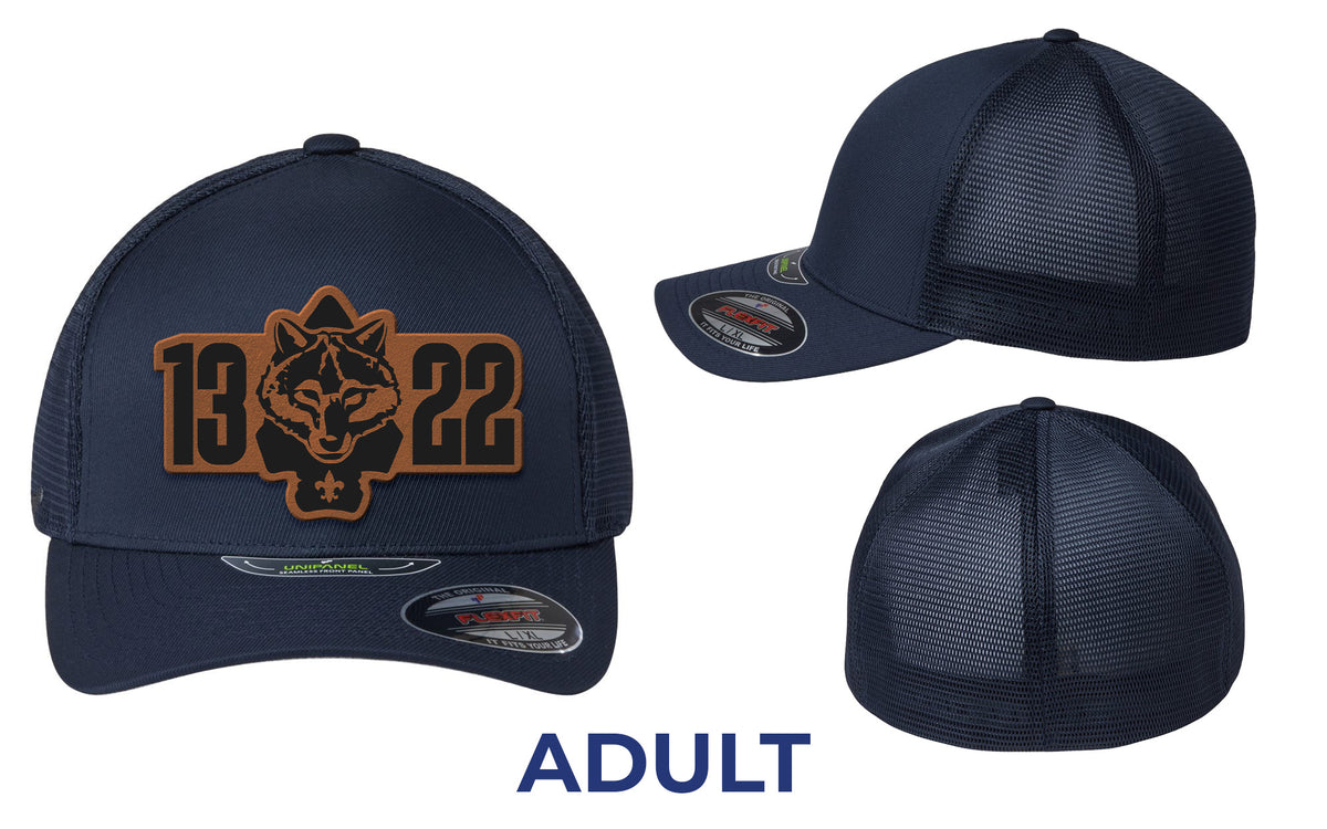 Pack 1322 Adult Leather Patch Trucker Cap — Navy