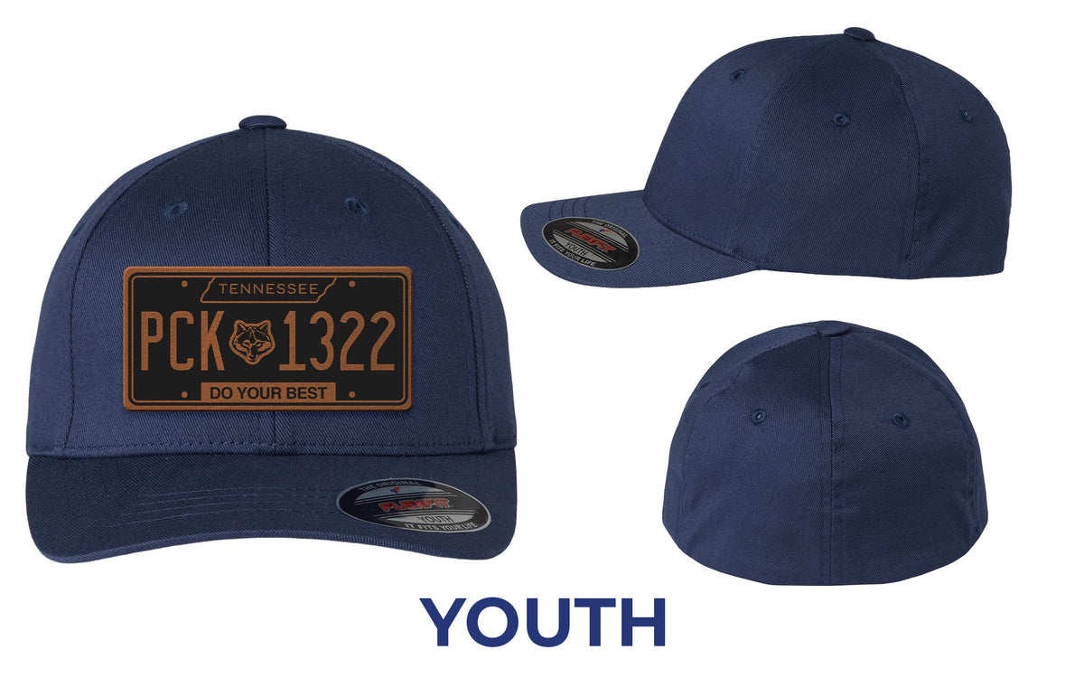 Pack 1322 Youth Leather Patch Cap — Navy