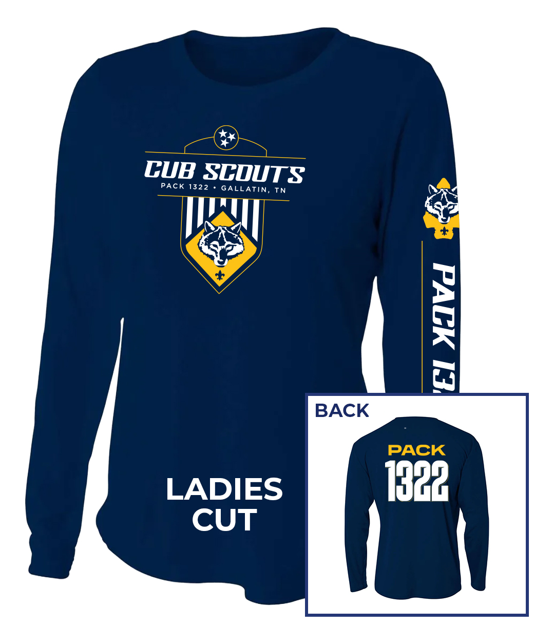Pack 1322 Ladies Dri-Fit Long Sleeve Tee — Navy