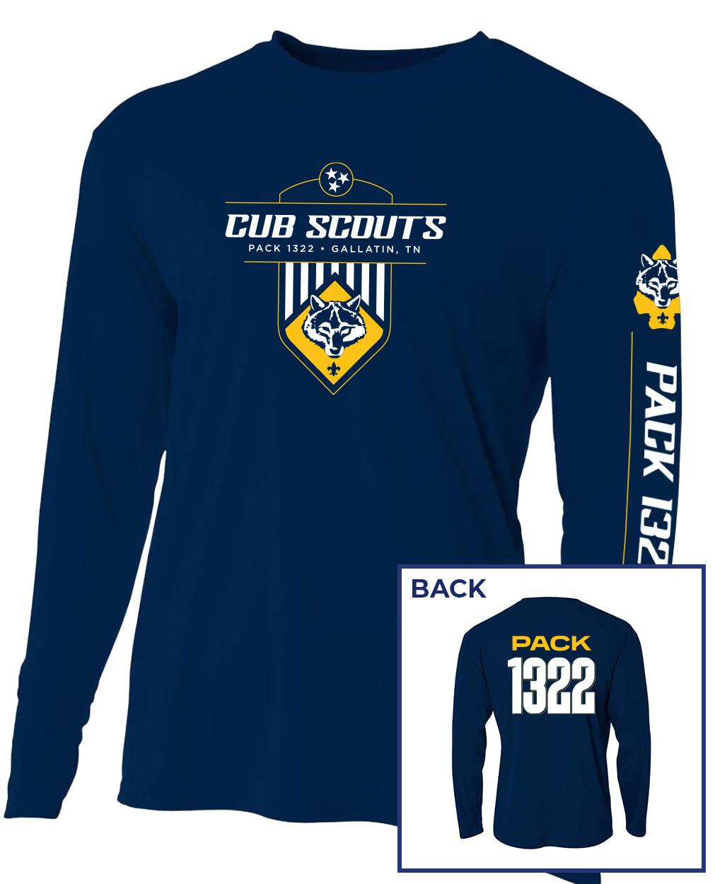 Pack 1322 Adult Dri-Fit Long Sleeve Tee — Navy