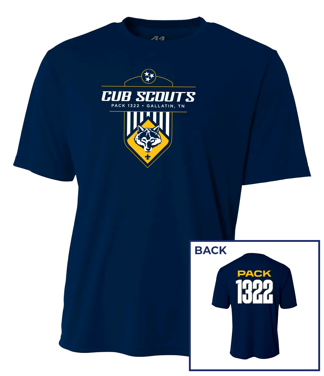 Pack 1322 Youth Dri-Fit Short Sleeve Tee — Navy